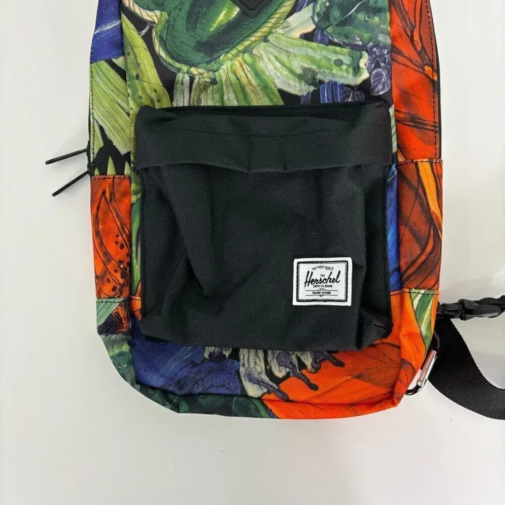 Hershel Green, Blue, & Orange Tropical Print Sling‎ Backpack Bag